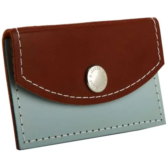 JAM Paper Brown & Gray Leather Business Card Holder Case with Snap Closure {4}