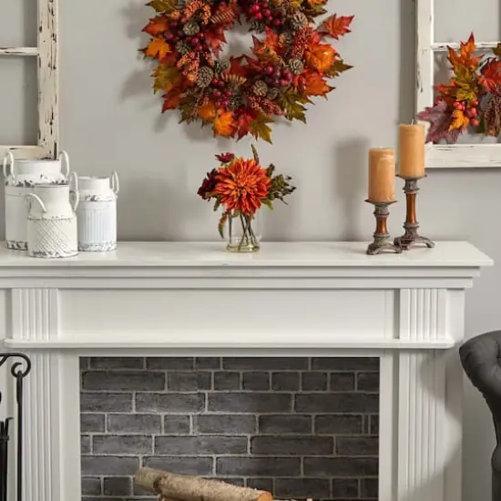 12" Dahlia & Mum Arrangement with Glass Vase  {4}