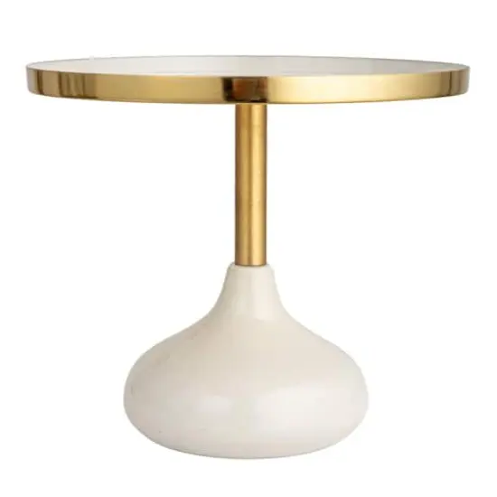 Hello Honey&reg; 9.25" Cream Round Enameled Metal Pedestal {7}