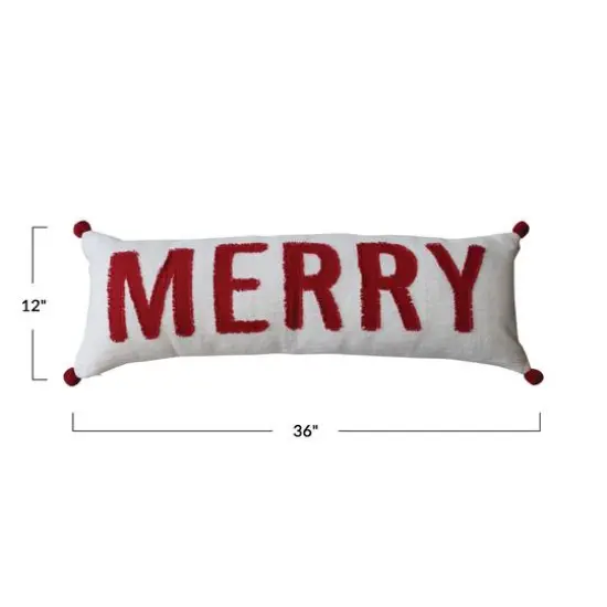 Hello Honey&reg; Red & White Merry Woven Cotton Lumbar Pillow {5}