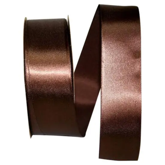 JAM Paper 1.5" x 50yd. Single Face Satin Ribbon Chocolate Brown {1}