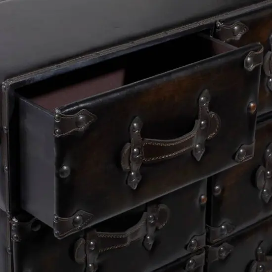32" Black Faux Leather & Cedar Traditional Chest {3}