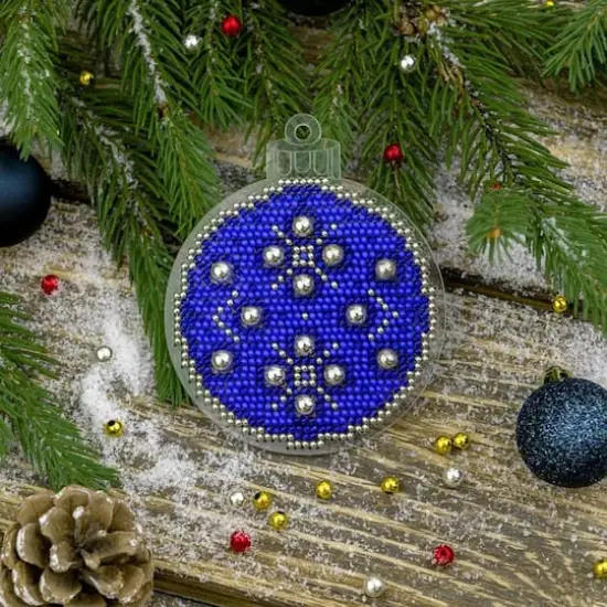 Wonderland Crafts Blue & Silver Ball Ornament Bead Embroidery on Plastic Kit {3}