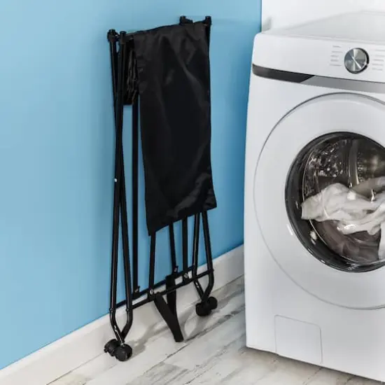 Honey Can Do Black Single Bounce Back Hamper with Wheels and Lid {9}