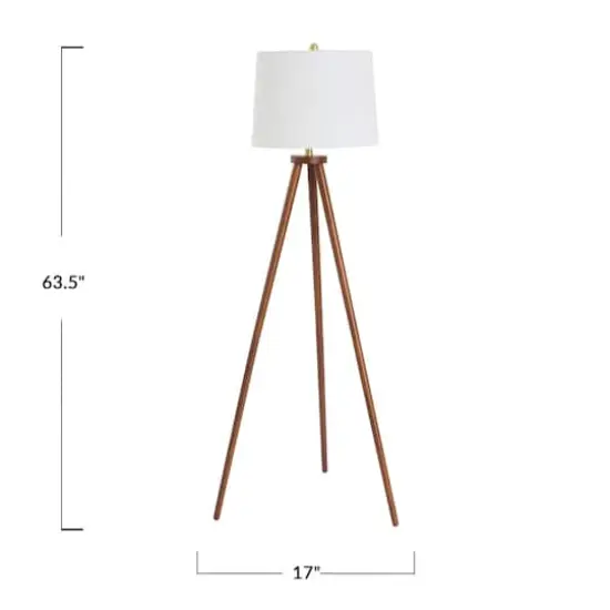 Hello Honey&reg; Mid-Century Modern Tripod Wood Floor Lamp with Linen Shade Espresso {6}