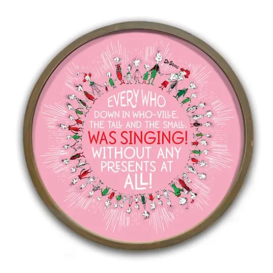 20" The Grinch Who Singing Circle Round Framed Print Brown {1}