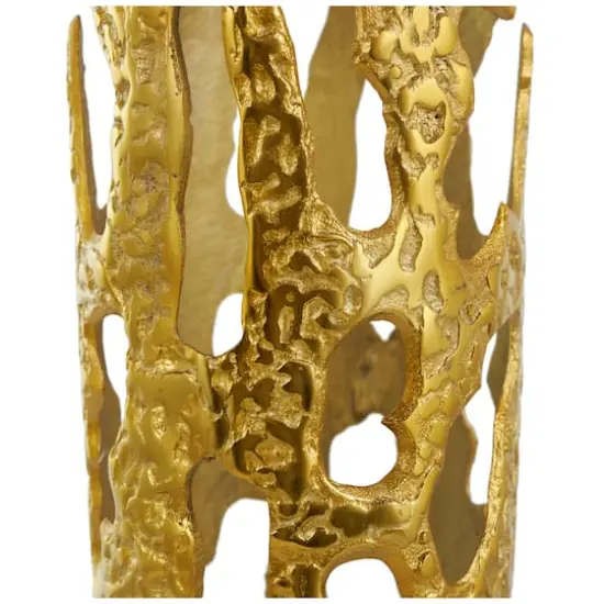 31" Contemporary Aluminum Melting Drip Vase Gold {5}