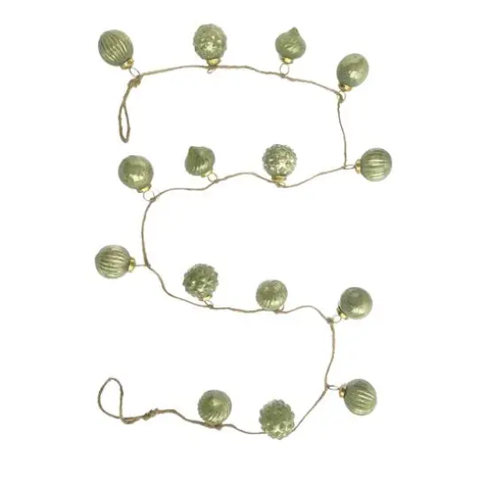 Hello Honey&reg; 6ft. Olive Green Embossed Mercury Glass Ball Ornament Garland {1}