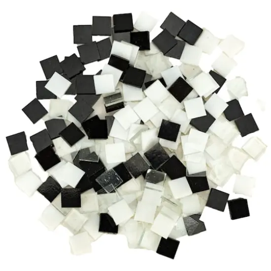 Oceanside Compatible&trade; Small Black and White Mosaic Stained Glass Squares, 8oz. {1}