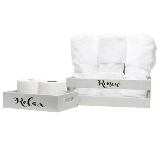 Elegant Designs Small Gray Wash Towel Holder, Frame & Toilet Paper Holder Set {12}