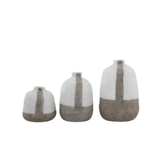 Hello Honey&reg; White & Gray Stripe Terracotta Vase Set {3}