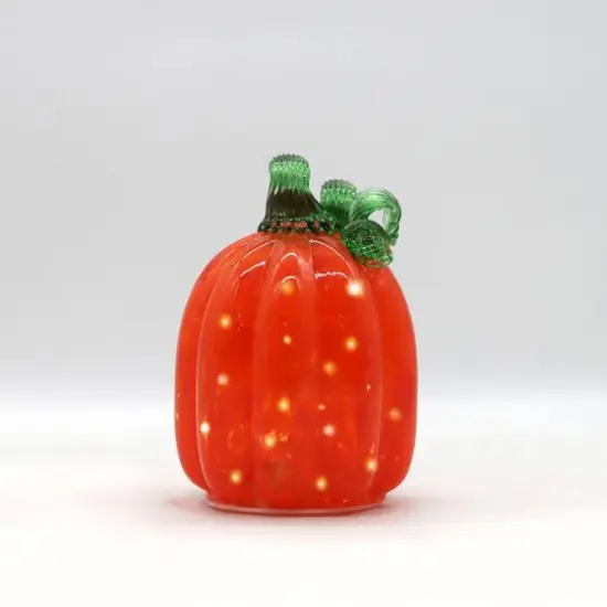  Small Warm White LED Orange Glass Pumpkin by Ashland&reg; {3}