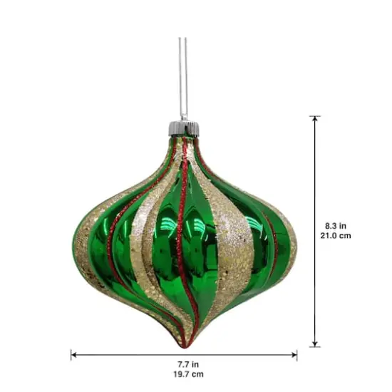8.25" Green & Gold Glitter Jumbo Onion Ornament by Ashland&reg; {4}