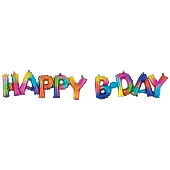 Rainbow Happy B-Day Foil Balloons {1}