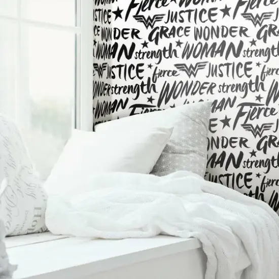 RoomMates Wonder Woman Script Peel & Stick Wallpaper {1}