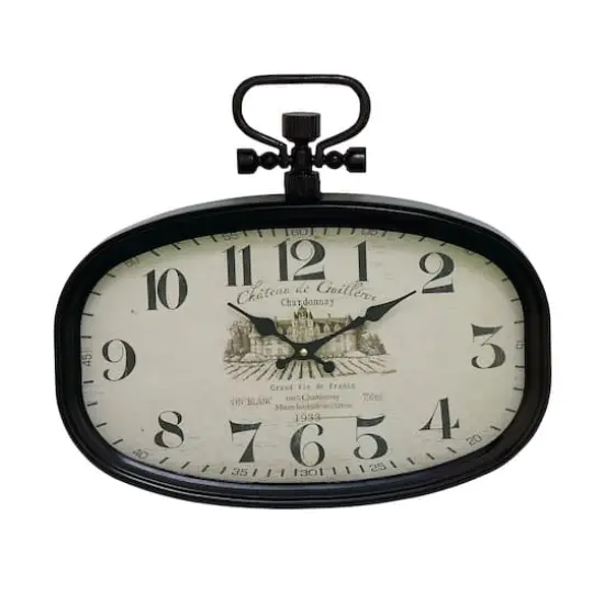 18" Black Metal Vintage Wall Clock {1}