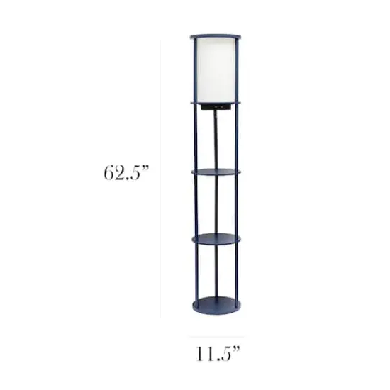 Simple Designs™ 62.5" Round Floor Lamp with 2 USB Ports and 1 Outlet Navy {4}