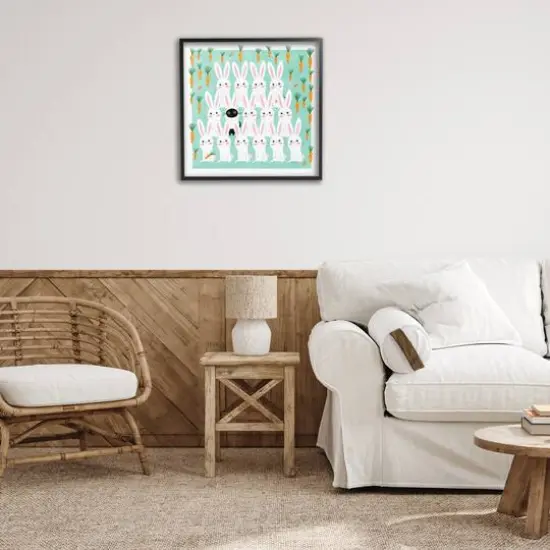 Stupell Industries Cat Mixed with Bunnies Framed Giclee Art Black {3}