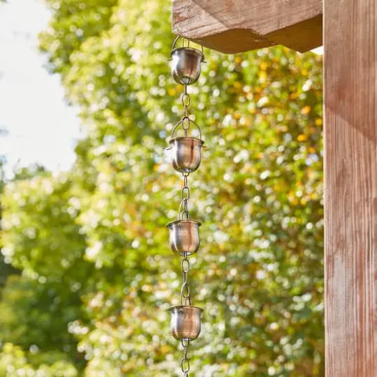 Glitzhome&reg; 8.5ft. Copper Cup Shaped Rain Chain {4}