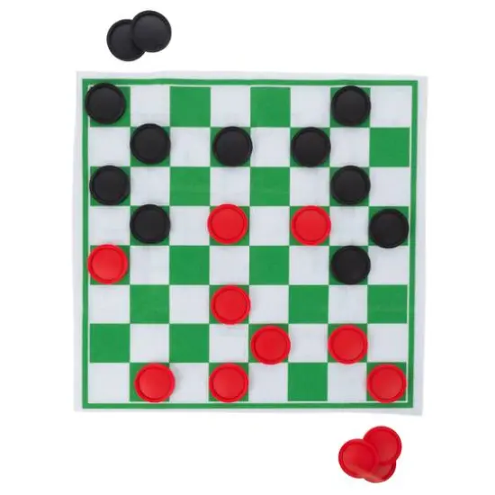 Toy Time Giant Checkers & Tic Tac Toe Reversible Game Rug {1}
