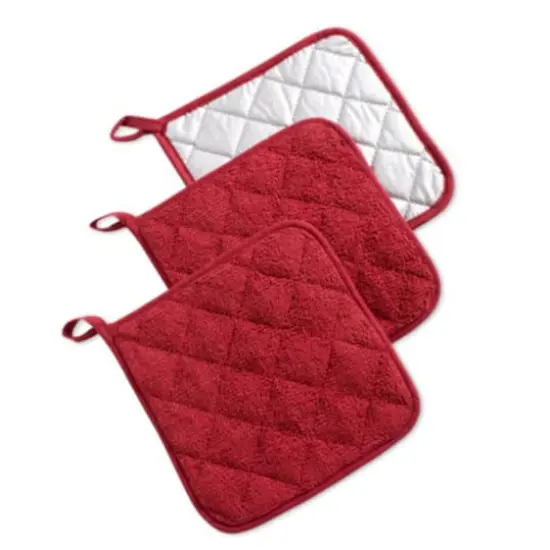 DII&reg; Terry Cloth Potholders, 3ct. Barn Red {1}