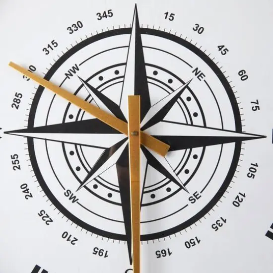 20" Brown Stainless Steel Compass Wall Clock with Rope Accents {4}