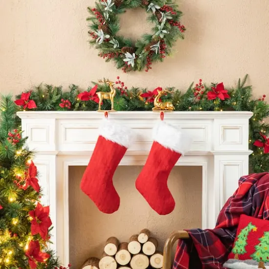 Glitzhome® Gold Standing & Sitting Reindeer Stocking Holder Set {6}