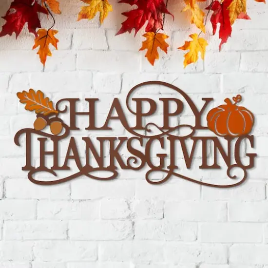 Glitzhome&reg; 24" Metal Happy Thanksgiving Wall D&eacute;cor {3}