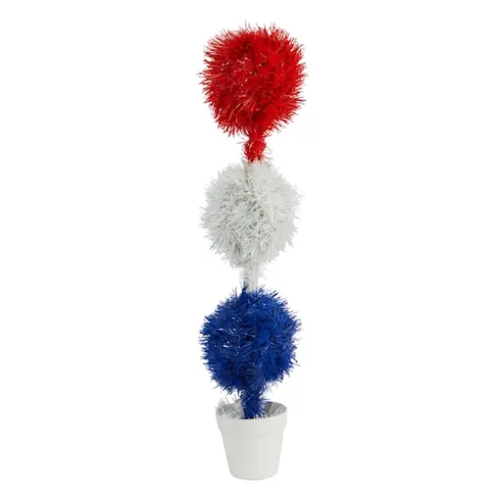 2ft. Red, White & Blue Americana Topiary Plant with 35 Warm LED Lights {4}