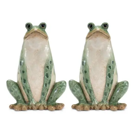 10.5" Ceramic Garden Frog Statues, 2ct. {1}