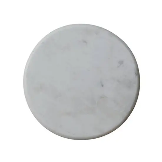 Hello Honey&reg; 15" White Round Elevated Marble & Wood Food Pedestal {7}