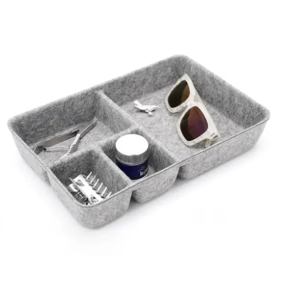 Welaxy 2 Piece Felt 4 Compartment Drawer Organizer Trays Gray {2}