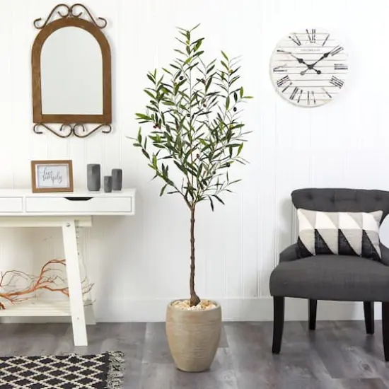 5.5ft. Olive Artificial Tree in Sand Colored Planter {4}