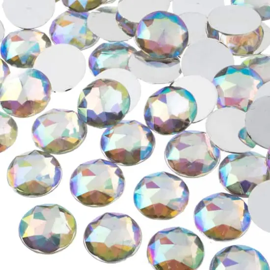 John Bead 16mm AB Acrylic Round Flat Back Rhinestones, 200ct. Crystal AB {1}