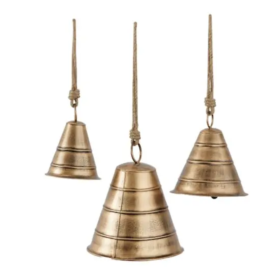 Metal Bohemian Decorative Cowbells Set Brass {3}