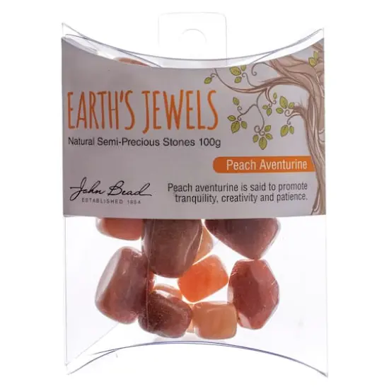 John Bead Earth's Jewels Natural Stone Bead Assortment, 100g Peach Aventurine {3}