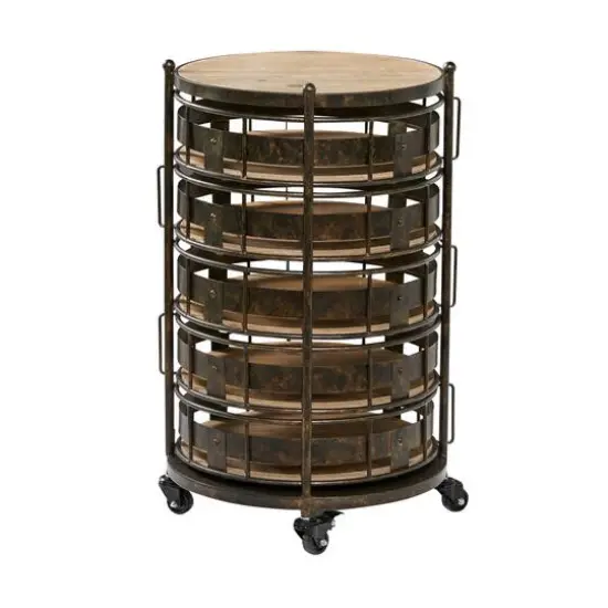 Brown Metal Farmhouse Storage Cart, 28" x 17" x 17" {8}