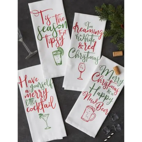 DII&reg; Assorted Tipsy Glitzy Christmas Dishtowel Set {10}