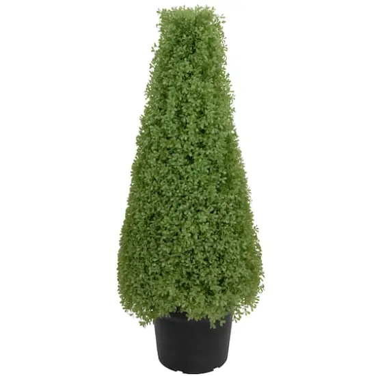 3ft. Unlit Artificial Boxwood Cone Topiary Tree with Round Pot {1}