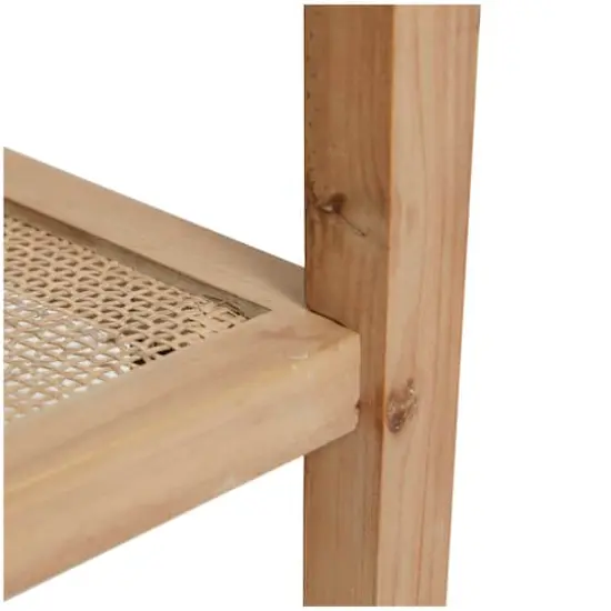 32" Natural Brown Wood Shelf Console Table {5}