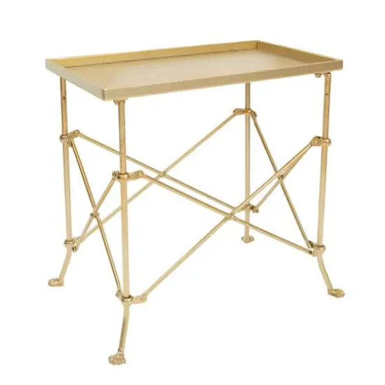 Hello Honey® 20" Gold Tray-Style Rectangle Metal Accent Table {1}