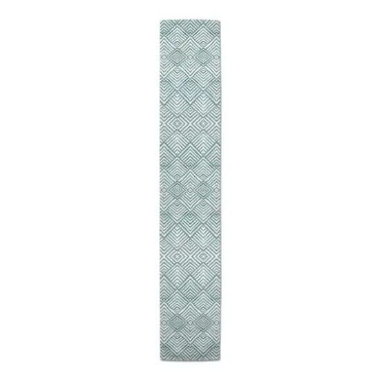 90" Watercolor Diamond Cotton Twill Runner Blue {4}