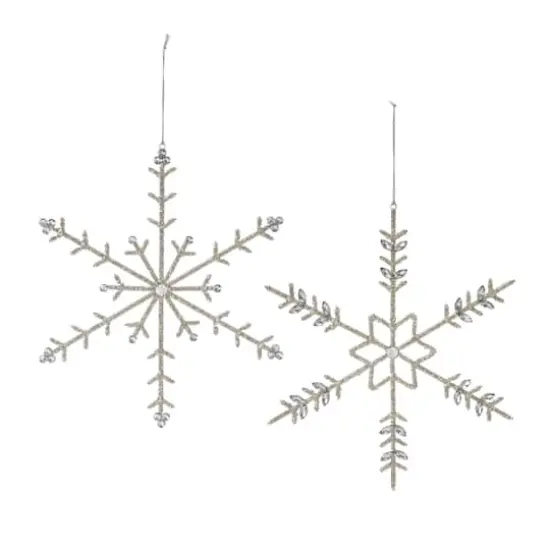 6ct. Jeweled Silver Metal & Glass Snowflake Ornaments {1}