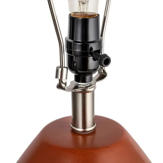 Hello Honey&reg; 21" Brown Ribbed Round Stoneware Desk Lamp {7}