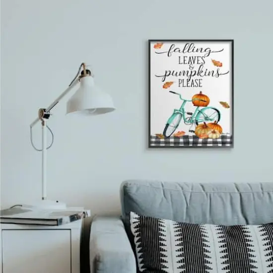 Stupell Industries Fall Leaves Pumpkin & Turquoise Bicycle Black Framed Wall Art {3}