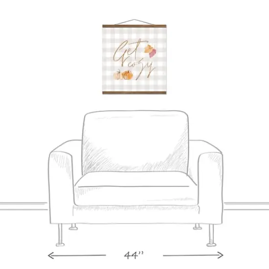 Get Cozy Check Teak Hanging Canvas {4}