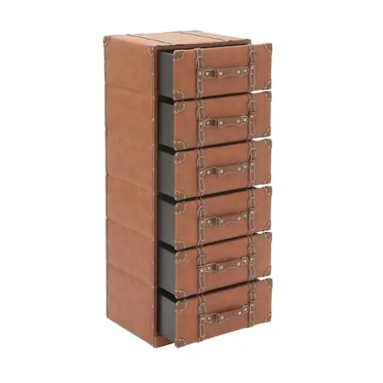 42" Tan Faux Leather Traditional Chest {5}