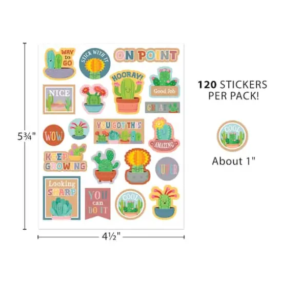 Teacher Created Resources&reg; Happy Cactus Crew Stickers, 120 Per Pack, 12 Packs {4}
