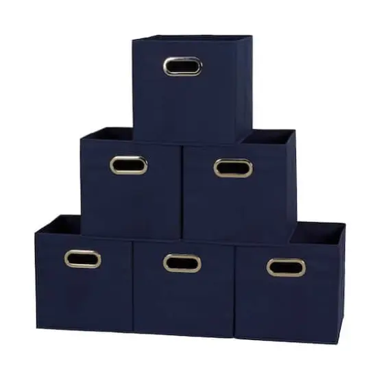 6 Pack Household Essentials 11" Fabric Storage Bins Navy {1}