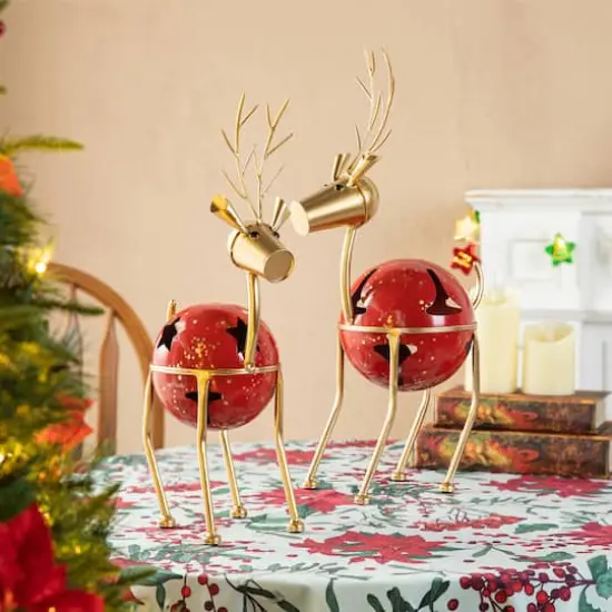 Glitzhome&reg; Christmas Reindeer Bell Set {3}